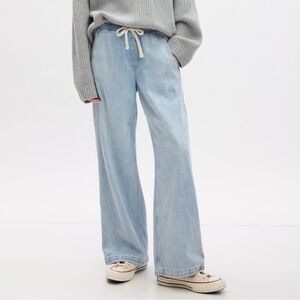 GAP Light Blue Wide Leg Drawstring Jeans
